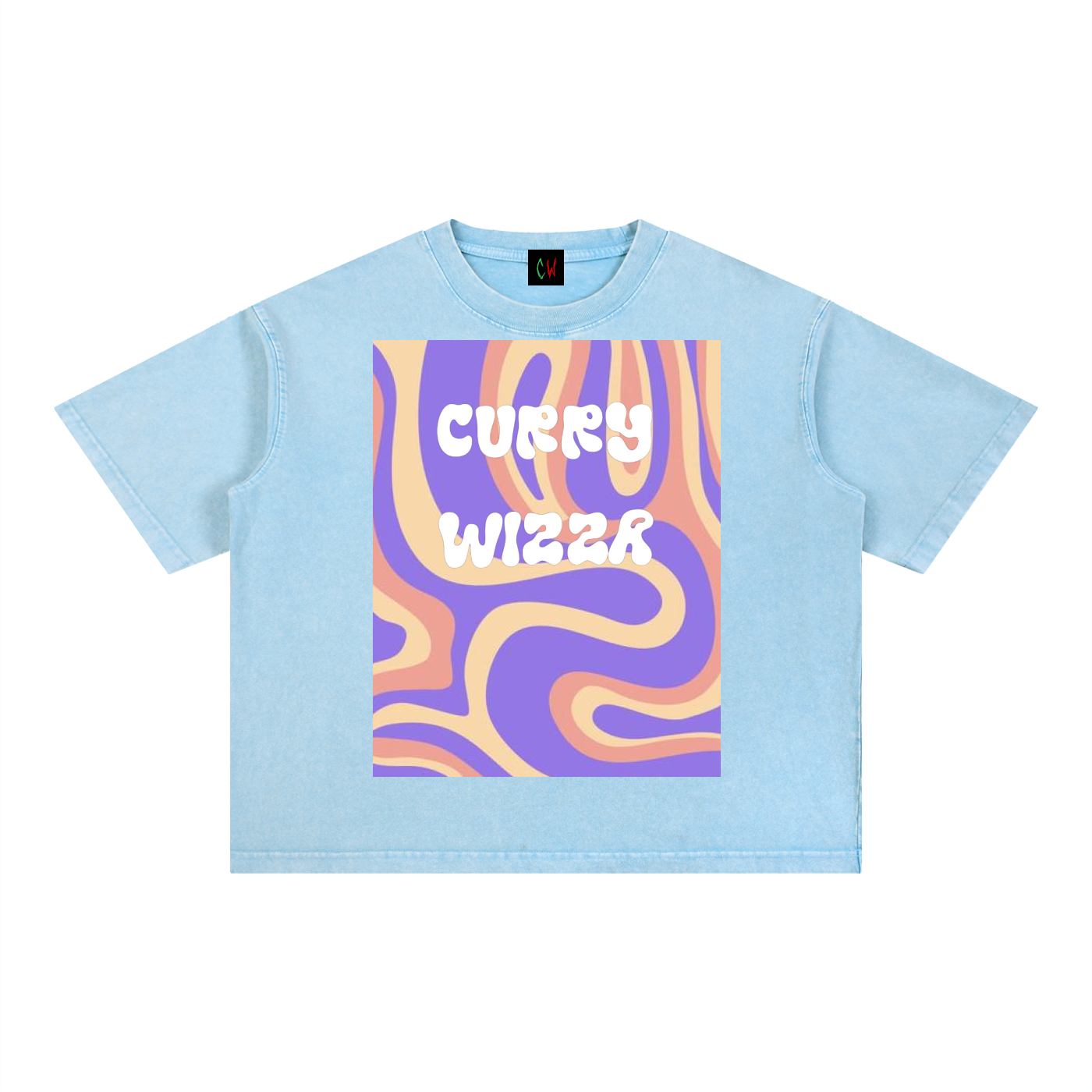 CURRY WIZZA - Mineral Wash Boxy Cotton T-Shirt