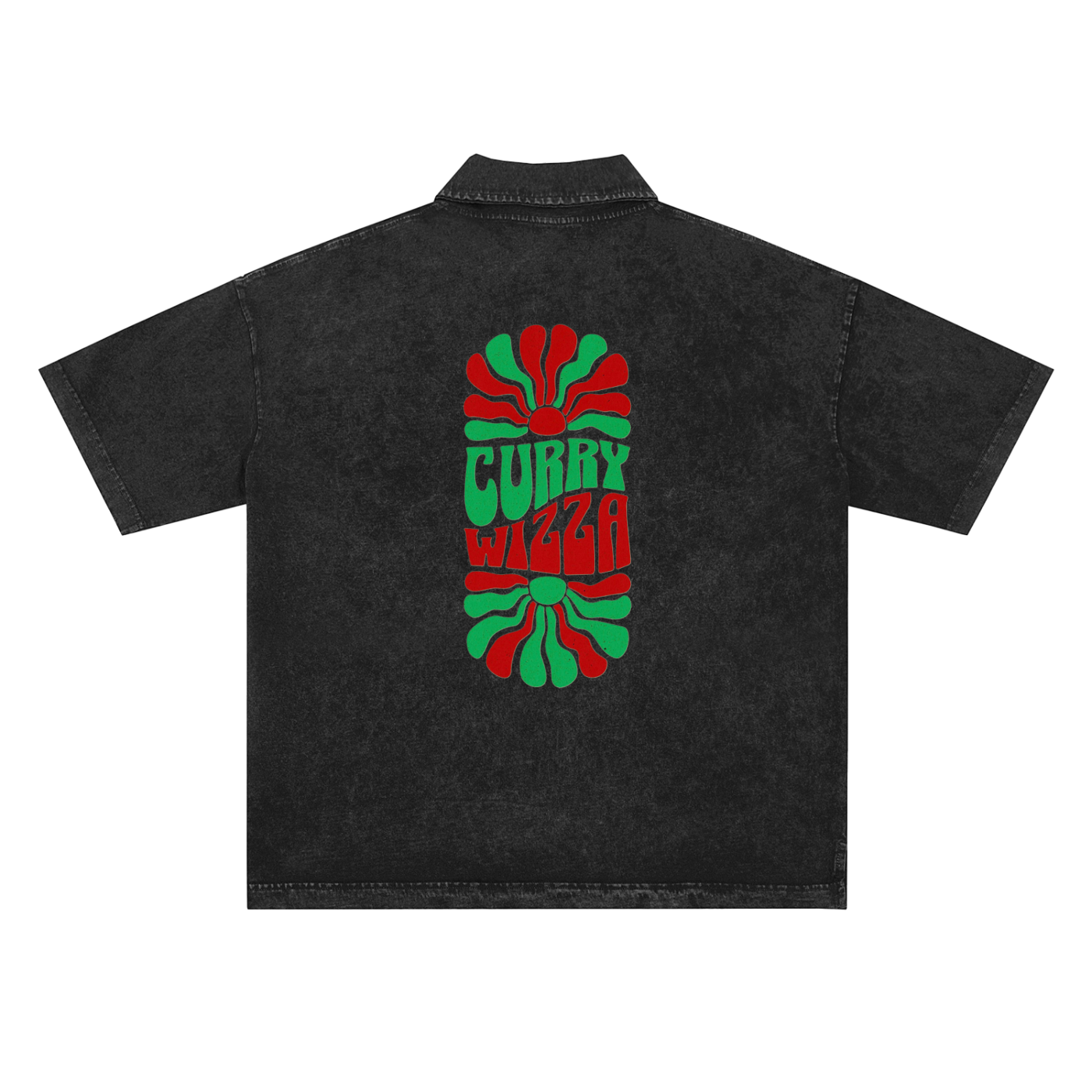 CURRY WIZZA - Heavyweight Snow-Washed Polo T-Shirt