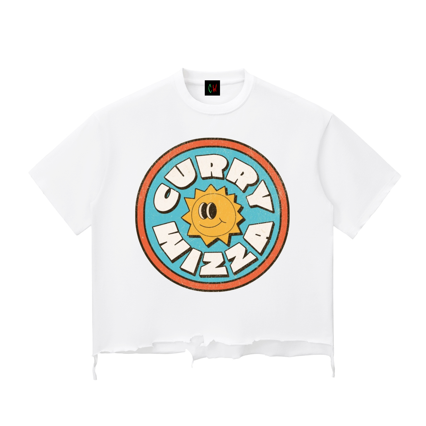 CURRY WIZZA - Snow Wash Raw-Hem Boxy T-shirt