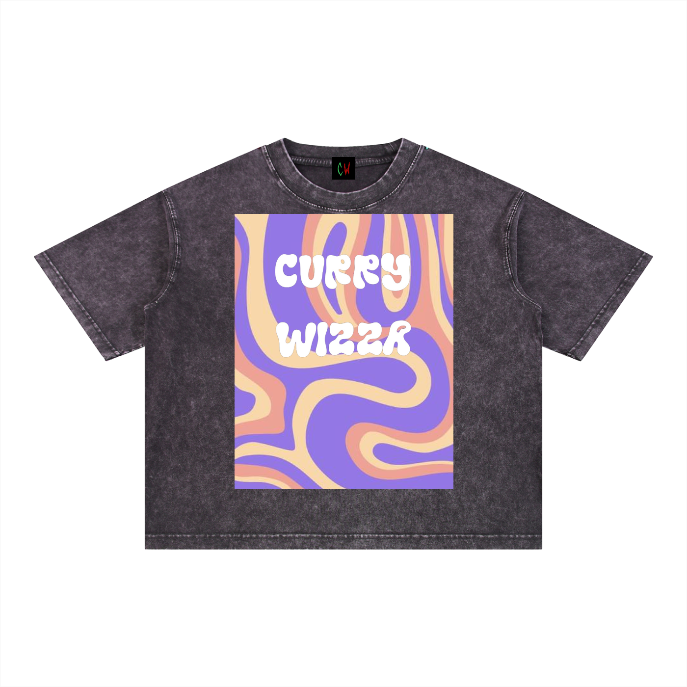 CURRY WIZZA - Mineral Wash Boxy Cotton T-Shirt