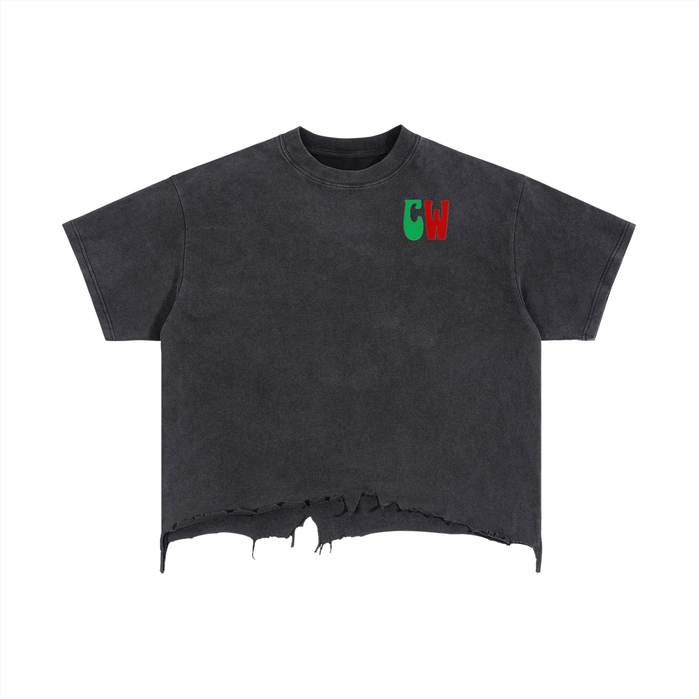 CW - Vintage Wash Boxy Distressed Hem T-Shirt