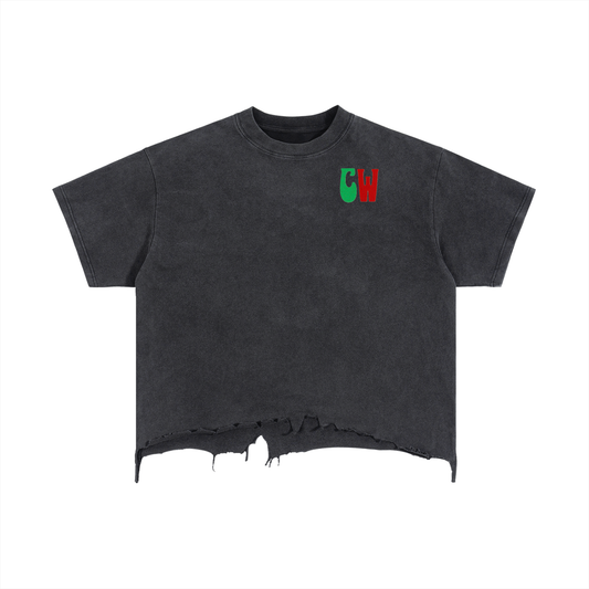 CW - Vintage Wash Boxy Distressed Hem T-Shirt