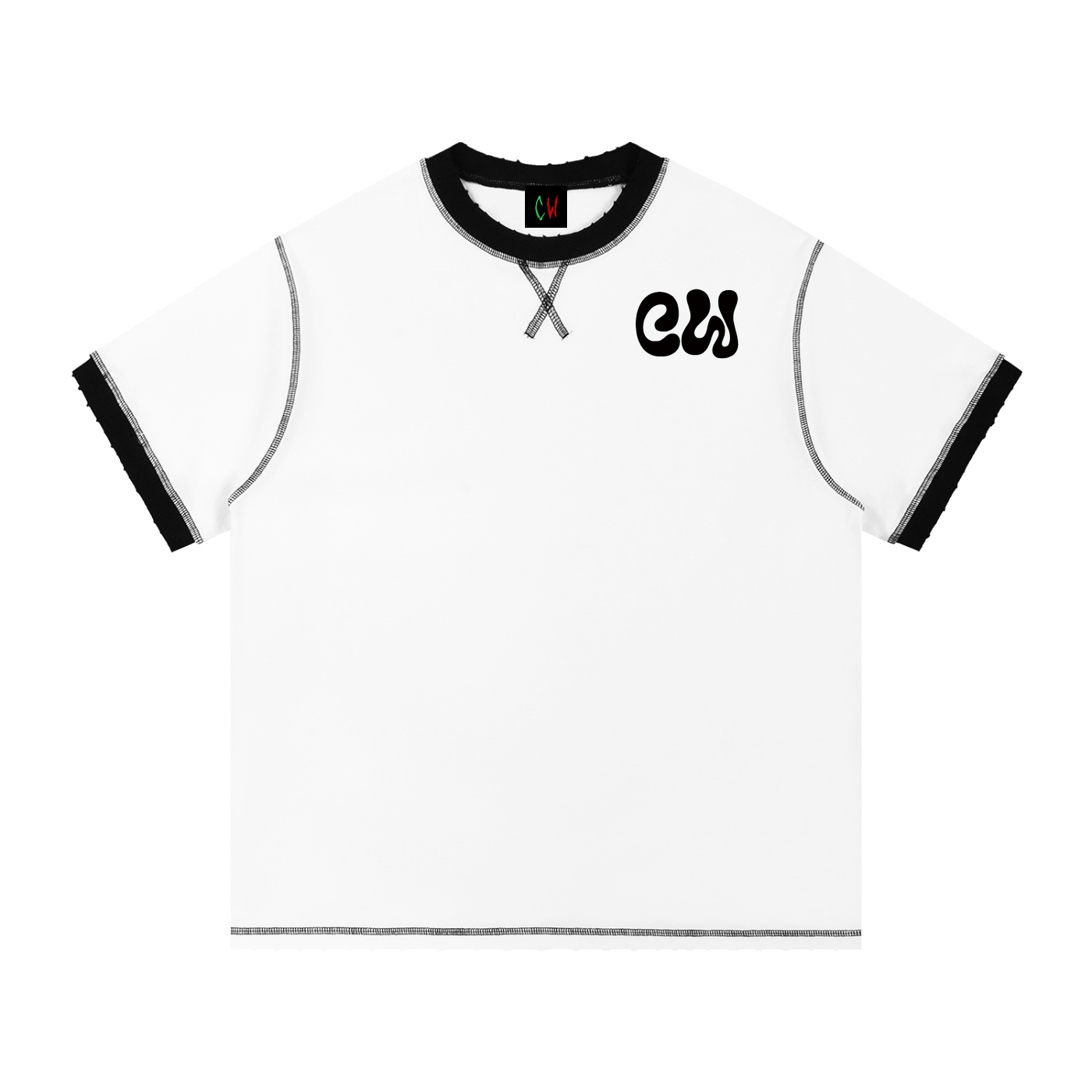 CW - Contrast-Stitched Cotton T-Shirt