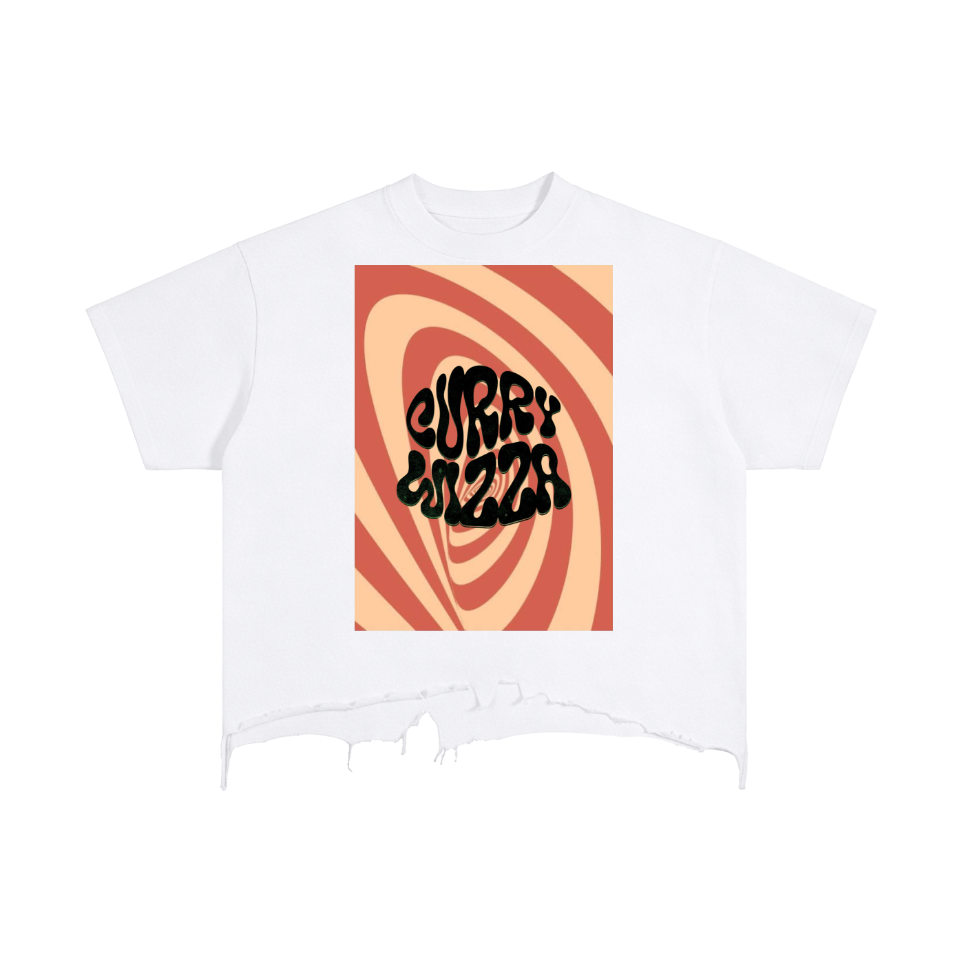 CURRY WIZZA - Vintage Wash Boxy Distressed Hem T-Shirt